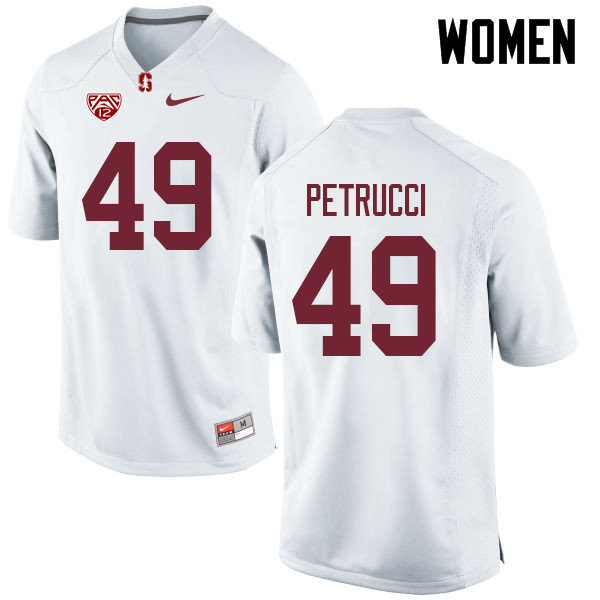 Women #49 Kyle Petrucci Stanford Cardinal College Football Jerseys Sale-White - Click Image to Close